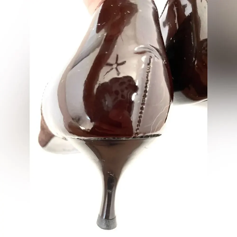 Gucci Horsebit Web Stripe GG Pump Size 8.5 Brown Suede Pointed Toe Kitten Heel - Picture 7 of 10